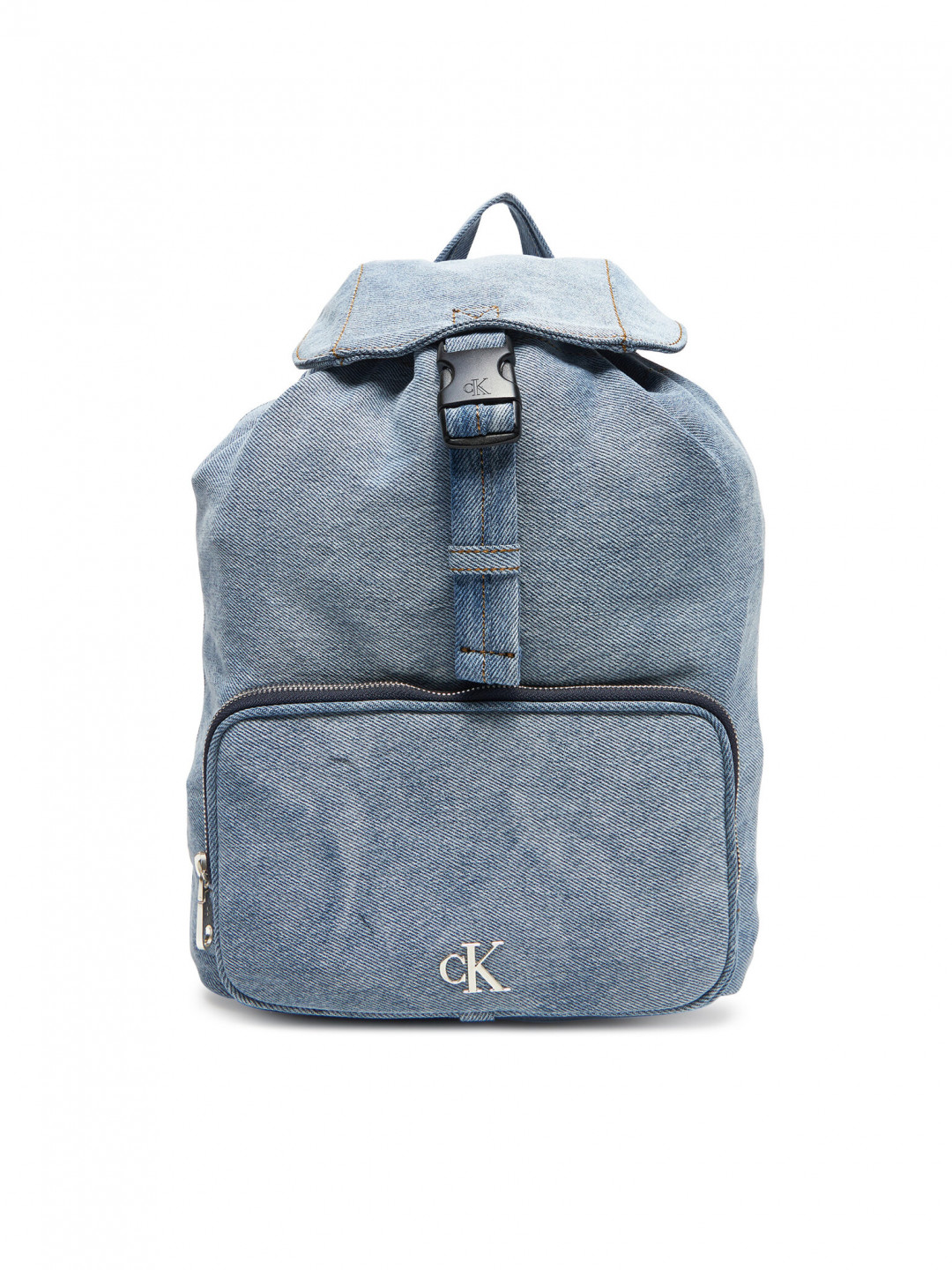 Calvin Klein Batoh Denim Luna Mini Flap Backpack LV04F3216G Světle modrá